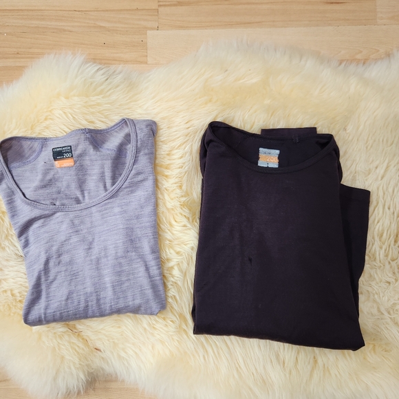 Icebreaker Tops - Set of Two Merino Wool Tops - light purple and deep maroon